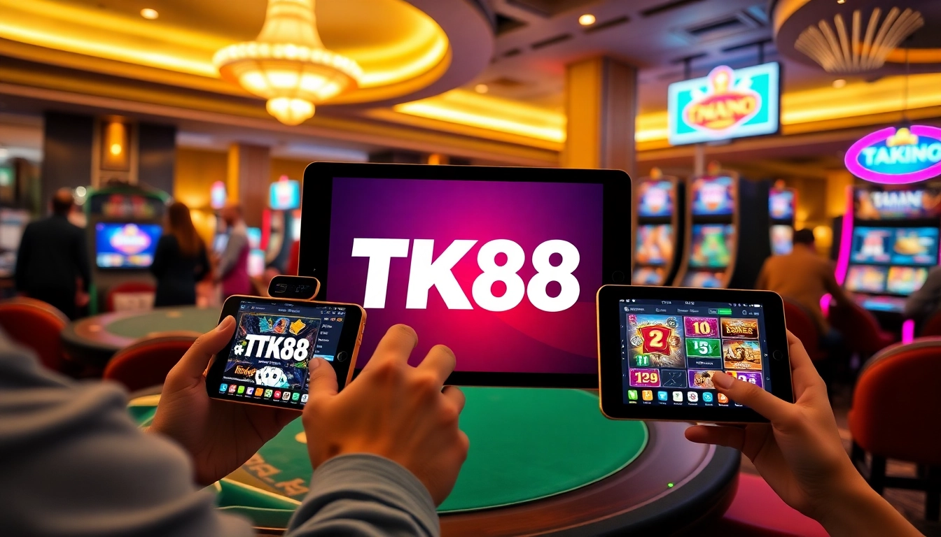 Experience seamless gaming and betting at tk88win.live, showcasing vibrant casino visuals and user-friendly interfaces.