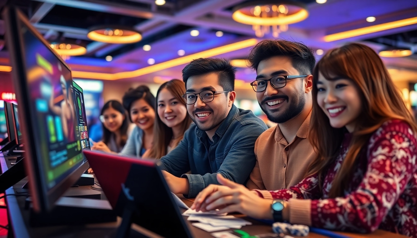 Engaging scene reflecting online gambling excitement on vvvwin88.live with diverse players and vibrant atmosphere.