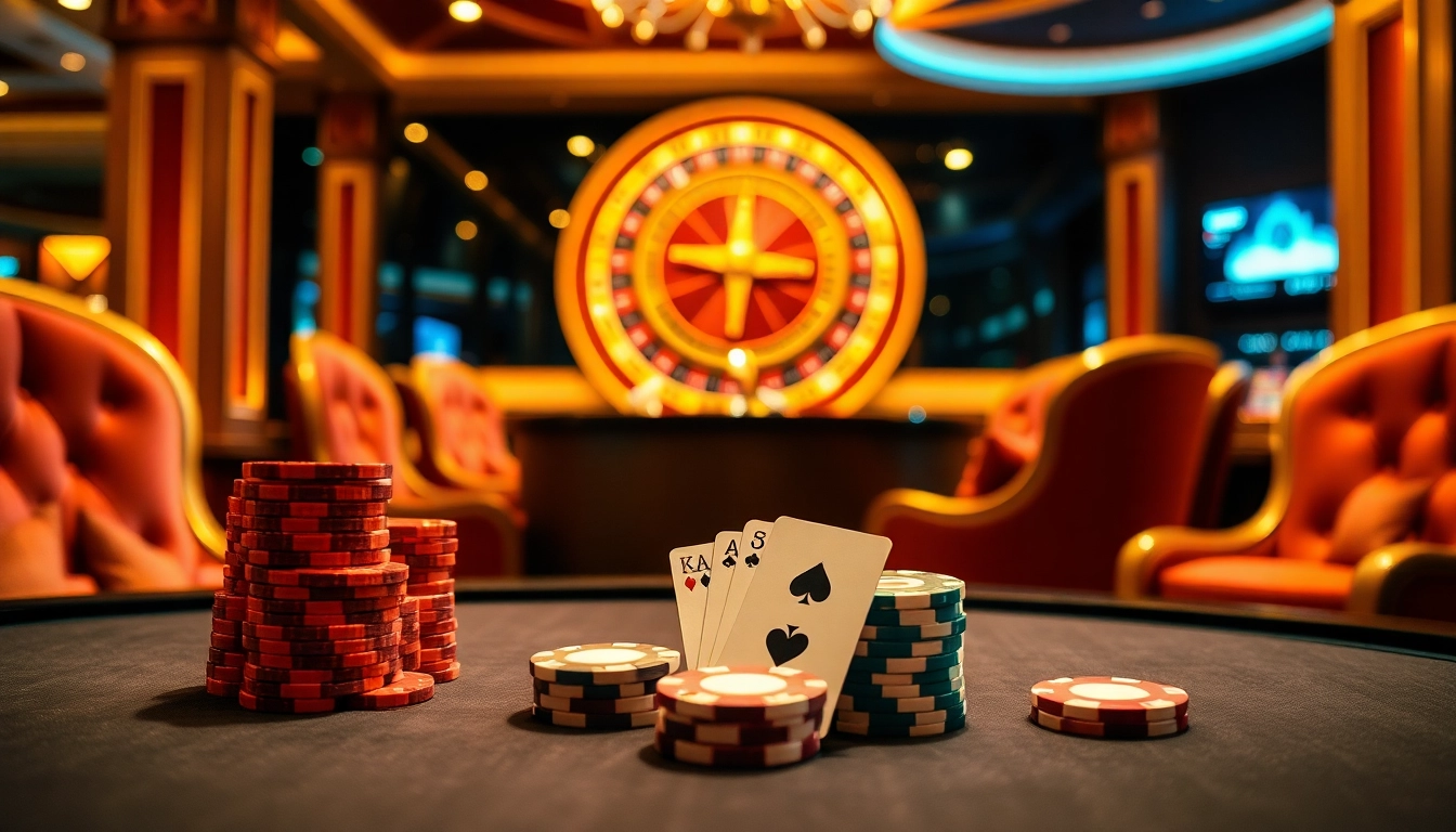 Experience premium gaming at lc88 with elegant casino tables and vibrant poker chips.