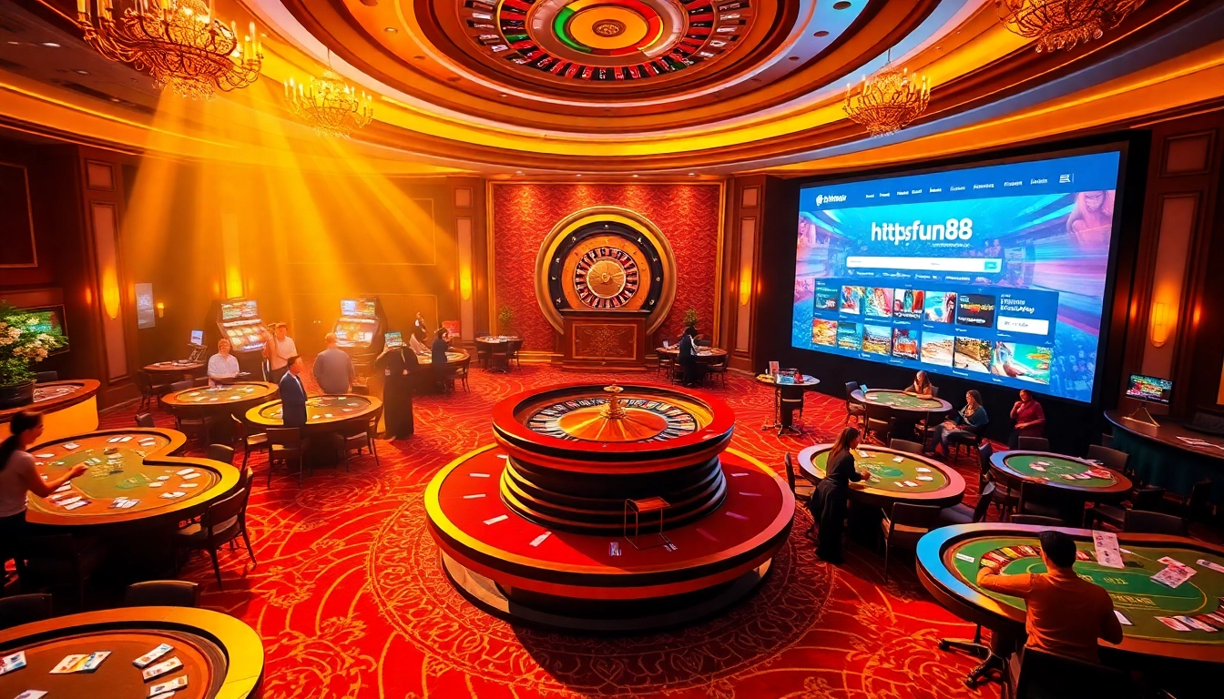 Players enjoying lively games at https://fun88.foundation/ casino, showcasing excitement and vibrant atmosphere.