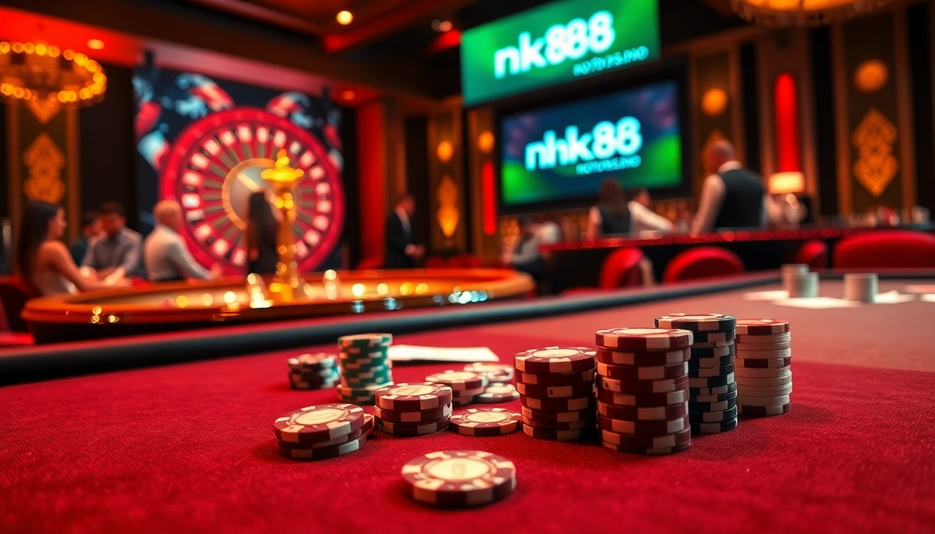 Engage in thrilling poker strategies at a lively casino table with https://nk88net.com/ showcased.