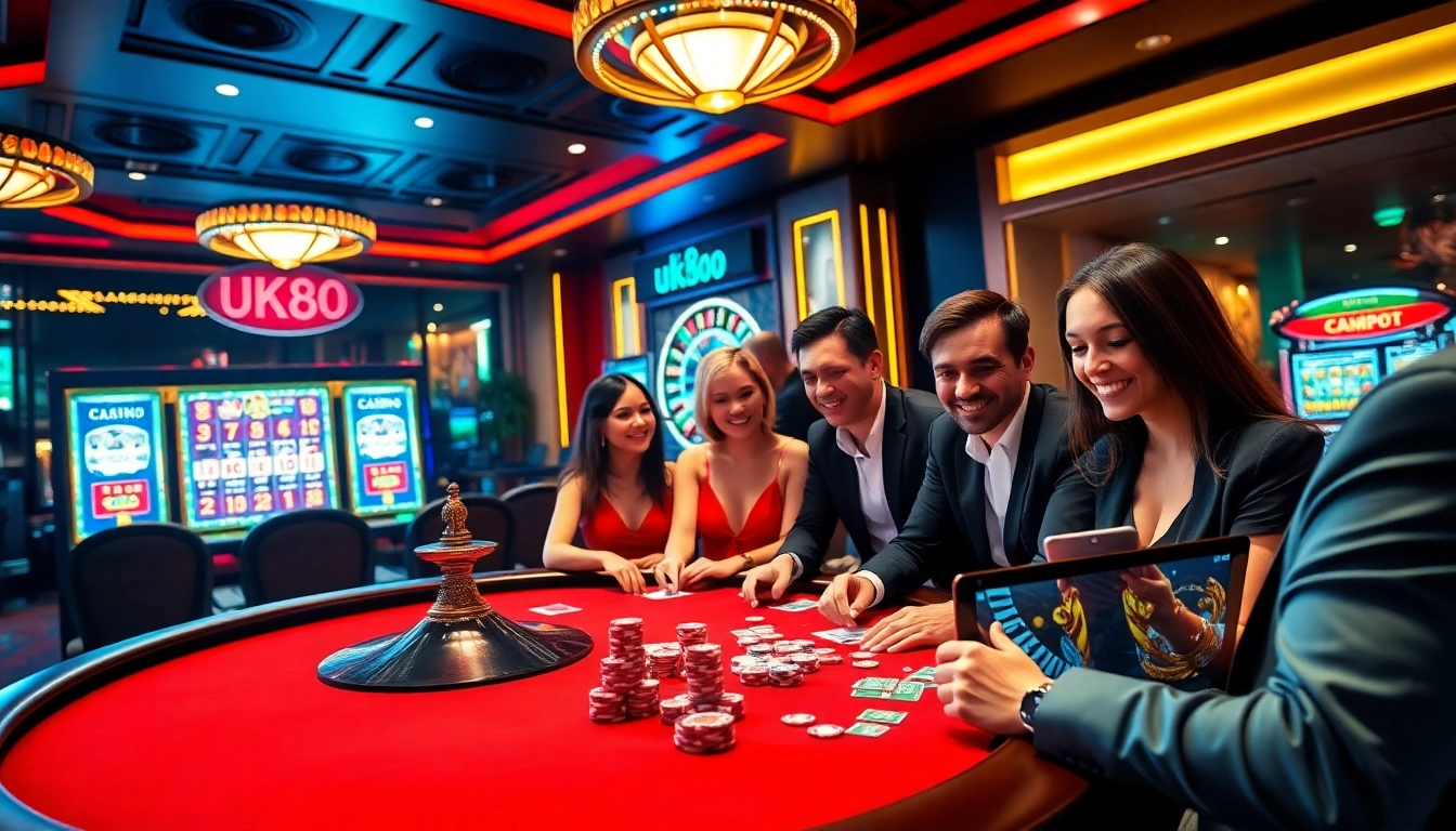 Experience the thrill of winning at UK88 with vibrant casino tables and online gambling interfaces.